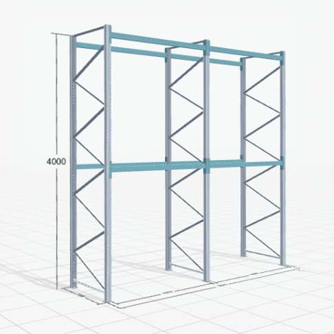 Palettenregal Basic PRB 1100, H: 4000 mm, B: 3.860 mm, Palettengewicht: 1000 kg, Palettenplätze: 12