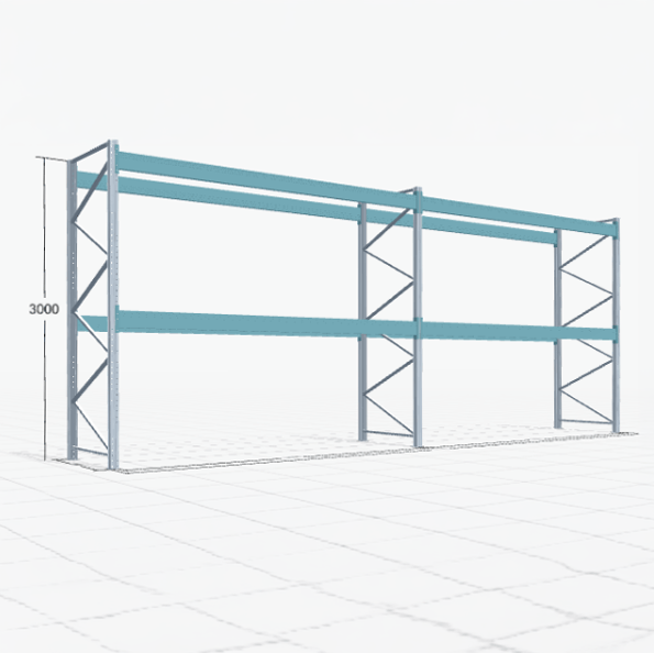 Palettenregal Basic PRB 1100, H: 3000 mm, B: 7.460 mm, Palettengewicht: 1000 kg, Palettenplätze: 24