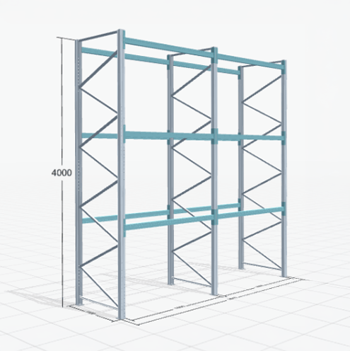 Palettenregal Basic PRB 1100, H: 4000 mm, B: 3.860 mm, Palettengewicht: 500 kg, Palettenplätze: 16