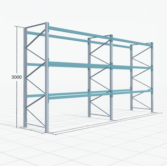 Palettenregal Basic PRB 1100, H: 3000 mm, B: 5.660 mm, Palettengewicht: 500 kg, Palettenplätze: 24