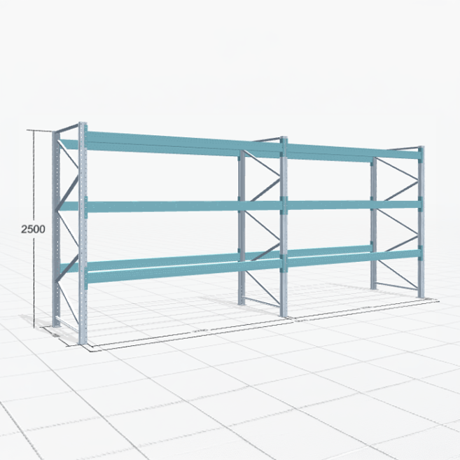 Palettenregal Basic PRB 1100, H: 2500 mm, B: 5.660 mm, Palettengewicht: 1000 kg, Palettenplätze: 24