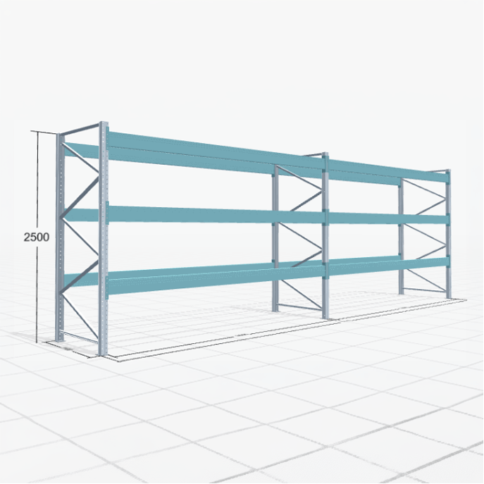 Palettenregal Basic PRB 1100, H: 2500 mm, B: 7.460 mm, Palettengewicht: 1000 kg, Palettenplätze: 32