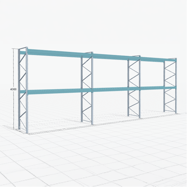 Palettenregal Basic PRB 1100, H: 4000 mm, B: 11.150 mm, Palettengewicht: 1000 kg, Palettenplätze: 36