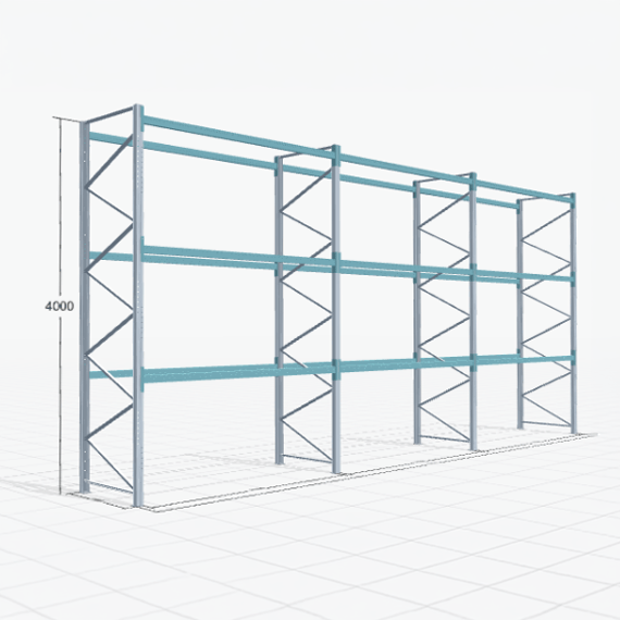 Palettenregal Basic PRB 1100, H: 4000 mm, B: 8.450 mm, Palettengewicht: 500 kg, Palettenplätze: 36